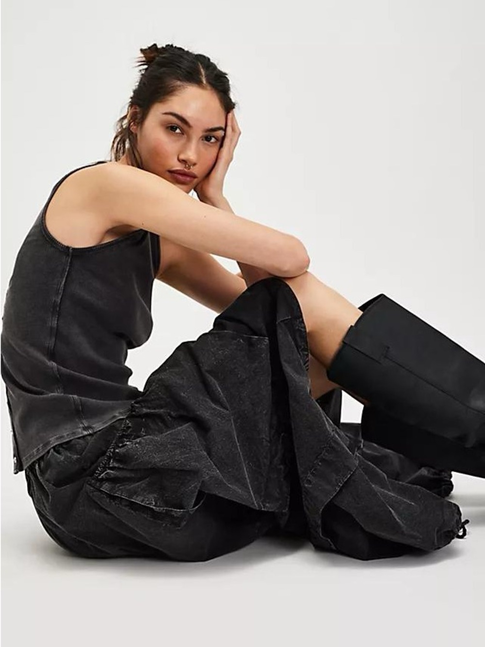 FREE PEOPLE Eloise Black Women's Parachute Maxi Skirt, XS (Will fit Small/Med) - Picture 7 of 15
